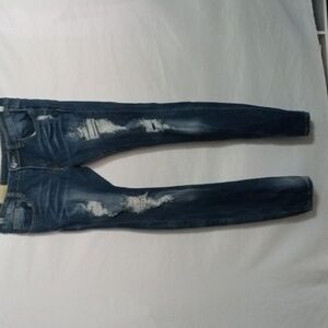 Juniors Distressed Blue Denim Machine Jeans